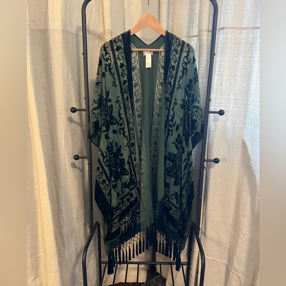 Free People Mesh and Velvet kimono- Onesize